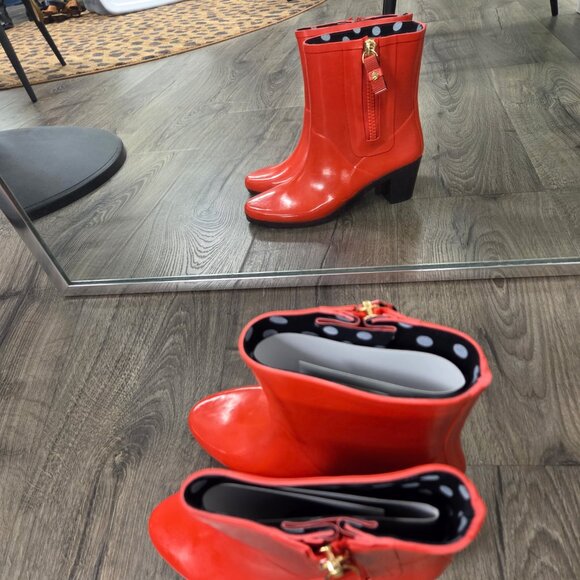 Kate Spade New York- Penny Red Rubber Short Rainboot - Picture 2 of 5